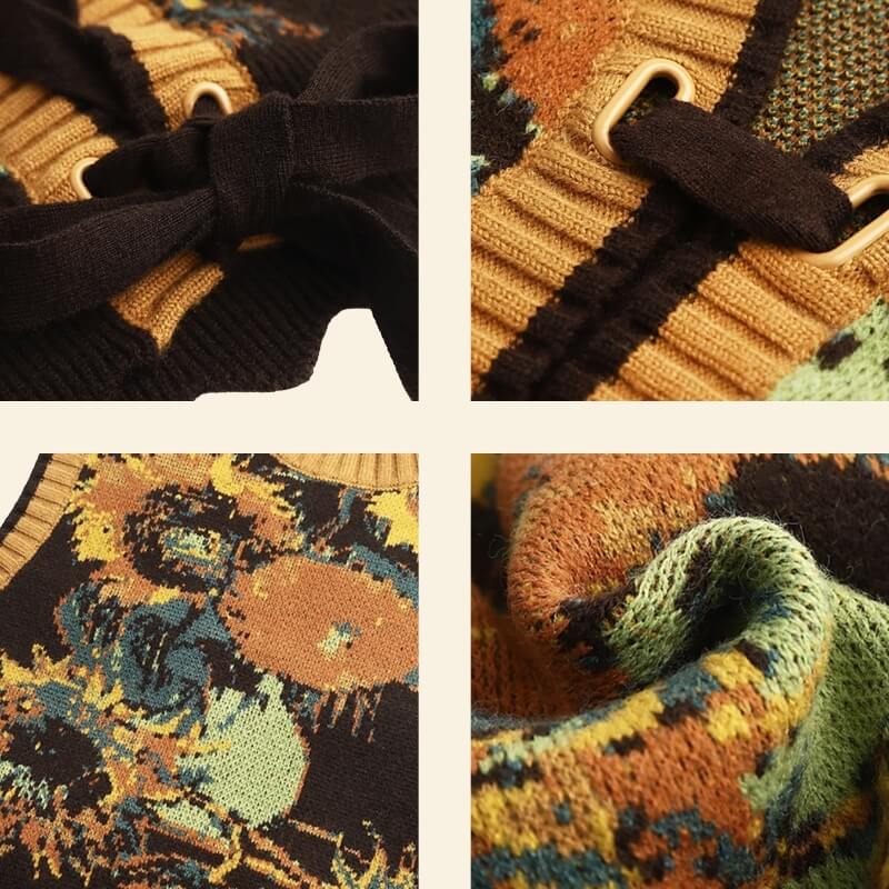 Floral Tie Front Knit Vest