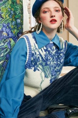 Floral Tie Front Knit Vest