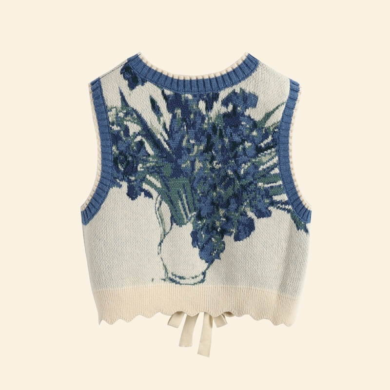 Floral Tie Front Knit Vest