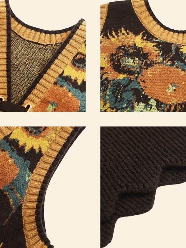 Floral Tie Front Knit Vest