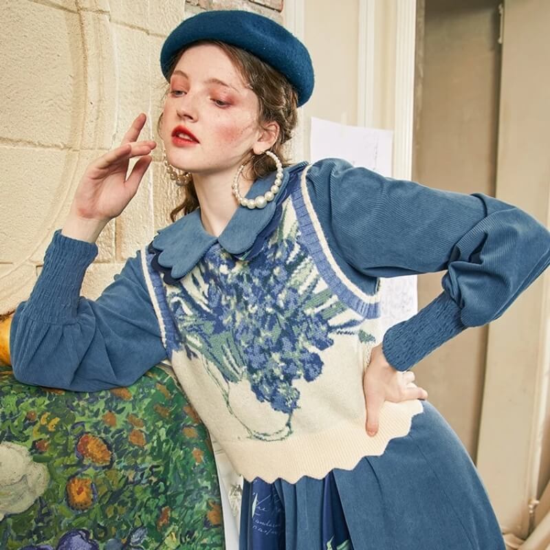 Floral Tie Front Knit Vest