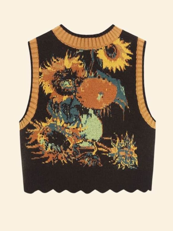 Floral Tie Front Knit Vest
