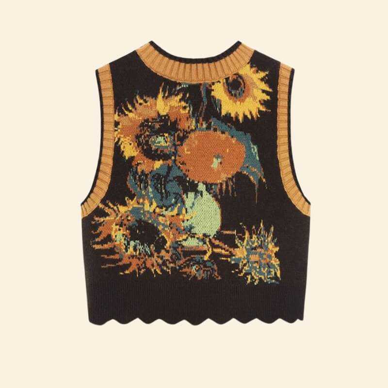 Floral Tie Front Knit Vest