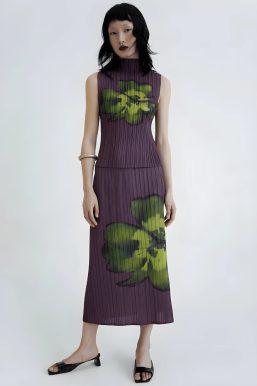 Floral Top & Midi Skirt Two Piece Set