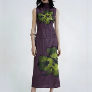 Floral Top & Midi Skirt Two Piece Set