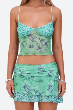 Floral Top & Mini Skirt Two Piece Set