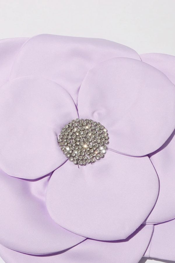 Flower Rhinestone Zip-Up Strapless Top