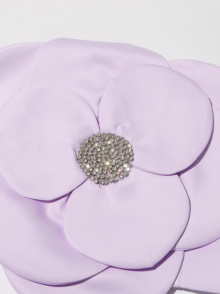 Flower Rhinestone Zip-Up Strapless Top Flower Rhinestone Zip-Up Strapless Top