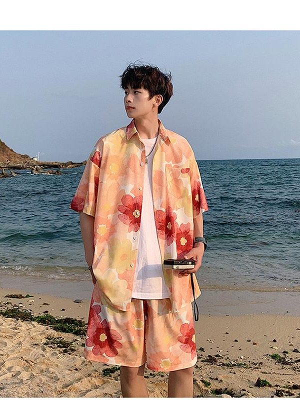 Flower Shirt & Shorts Two Piece Set