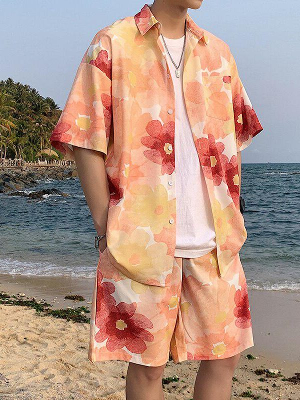 Flower Shirt & Shorts Two Piece Set