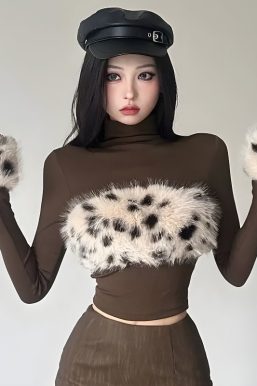 Fluffy Leopard Top
