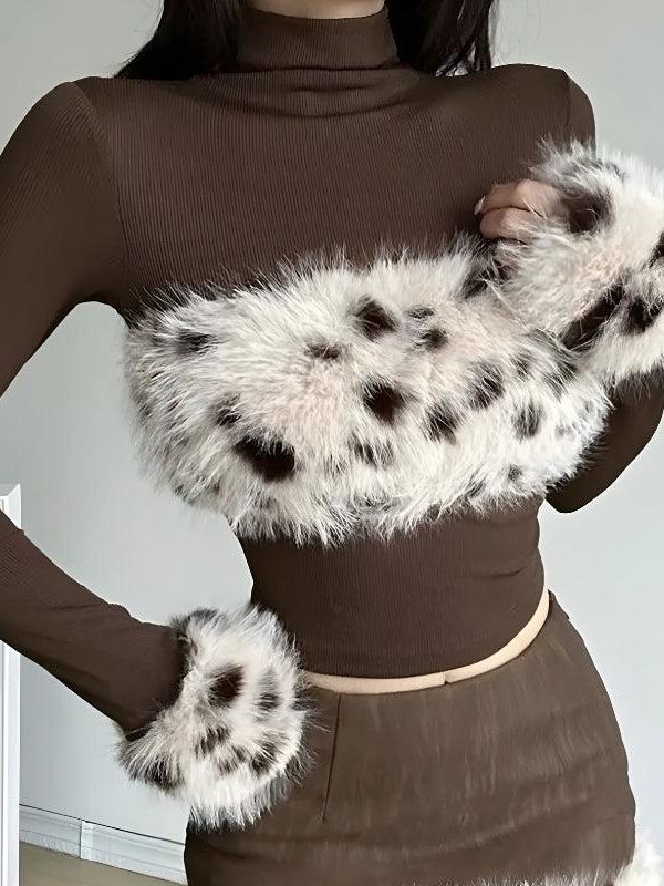 Fluffy Leopard Top