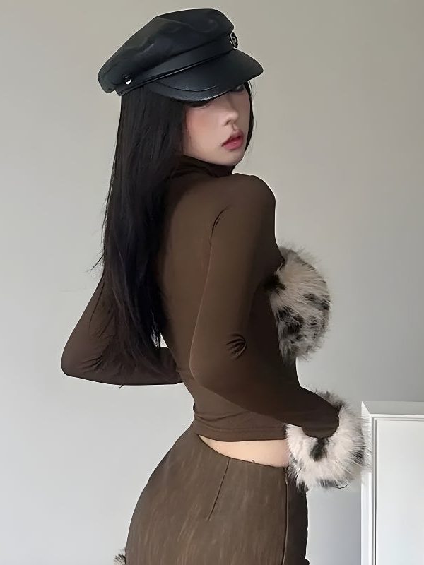 Fluffy Leopard Top