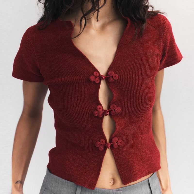 Frog Button Crop Cardigan