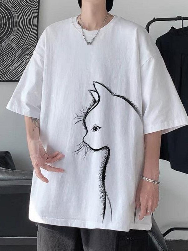 Front Printed Cat Tee