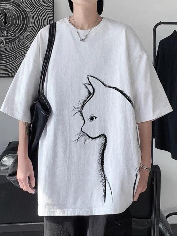 Front Printed Cat Tee