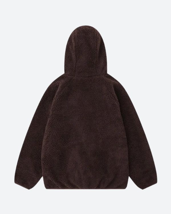 Funnel Neck Zip-Up Teddy Hoodie