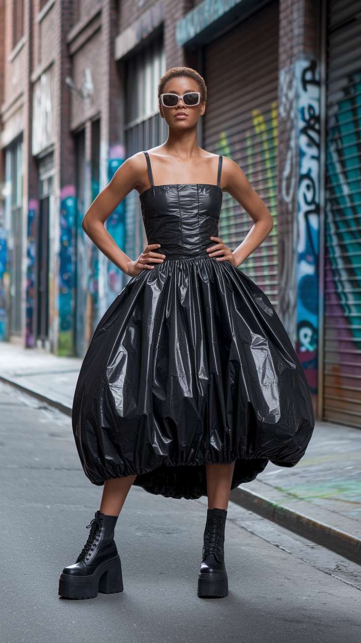 The Unique Garbage Bag Dress: A Fashion Statement outfit idea