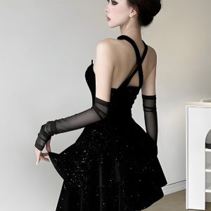 Glitter Asymmetric Mini Dress