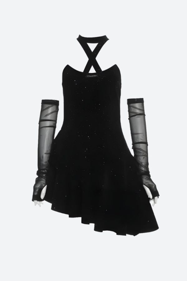 Glitter Asymmetric Mini Dress