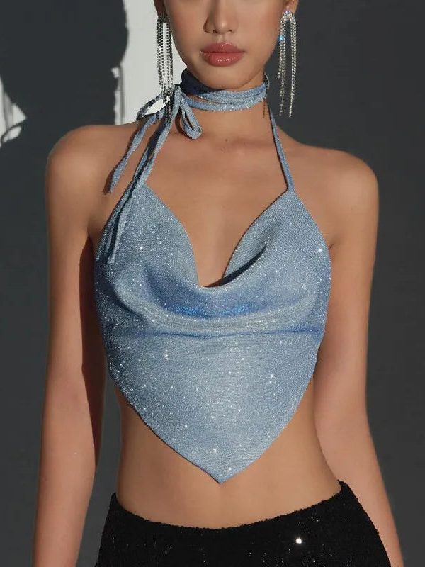 Glitter Backless Crop Top