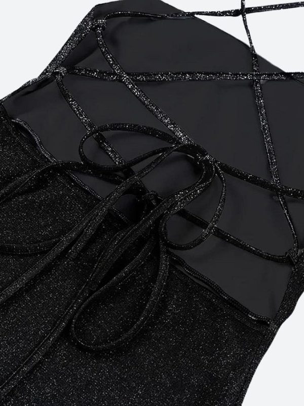 Glitter Backless Mini Dress