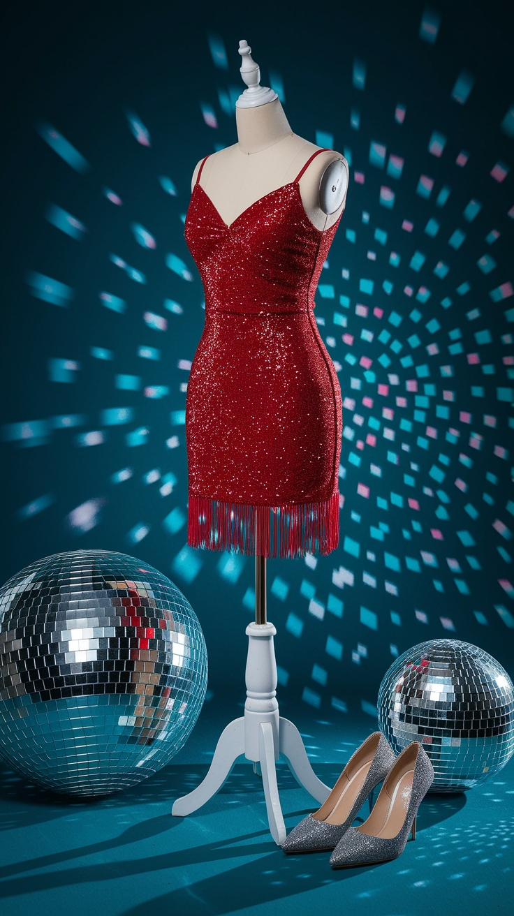 Glittery Red Dress: Shine Bright at Every Event outfit idea