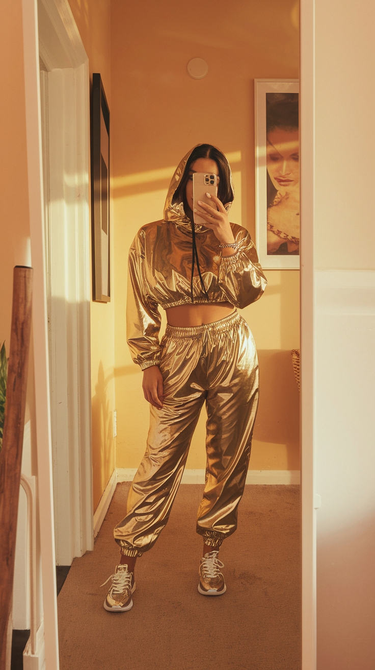 Gold Metallic Pants Outfit: Glam Up Your Wardrobe outfit idea