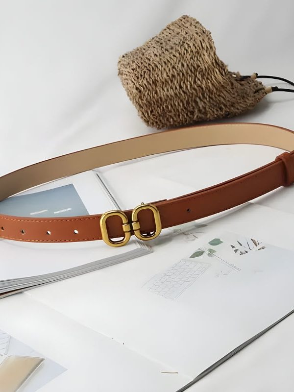 Golden Buckle Skinny Belt