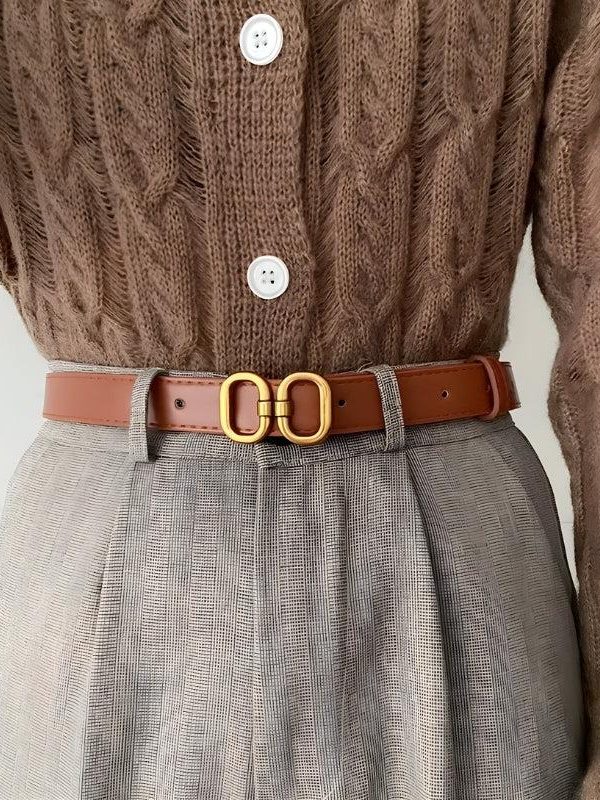 Golden Buckle Skinny Belt
