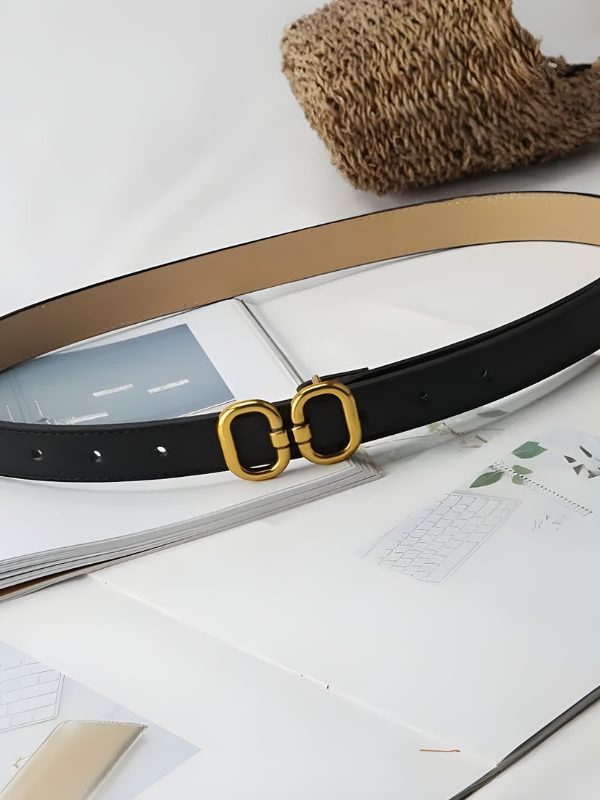 Golden Buckle Skinny Belt