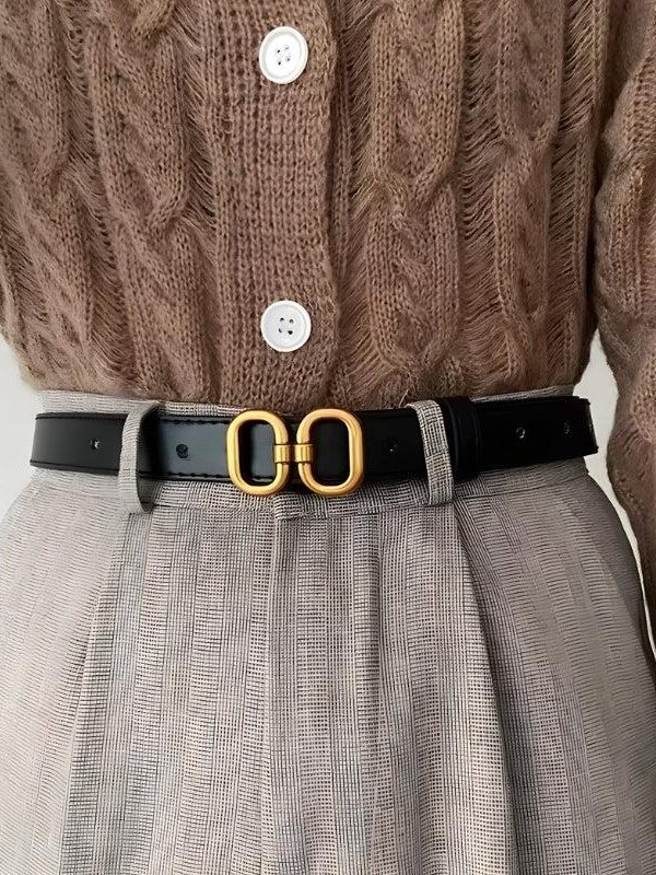 Golden Buckle Skinny Belt