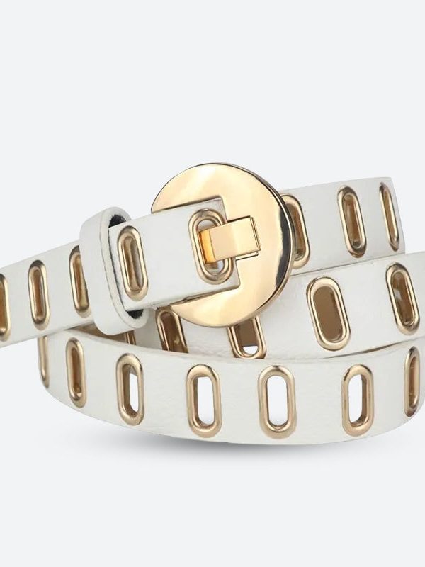 Golden Eyelet Faux Leather Belt
