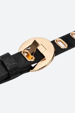Golden Eyelet Faux Leather Belt