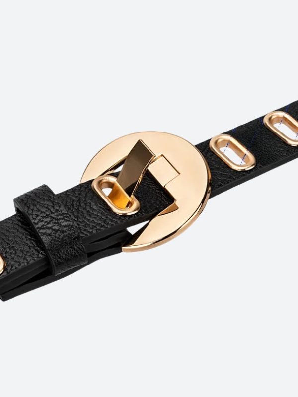 Golden Eyelet Faux Leather Belt