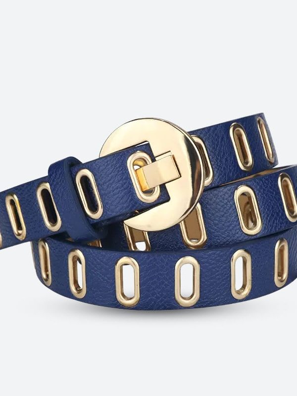 Golden Eyelet Faux Leather Belt