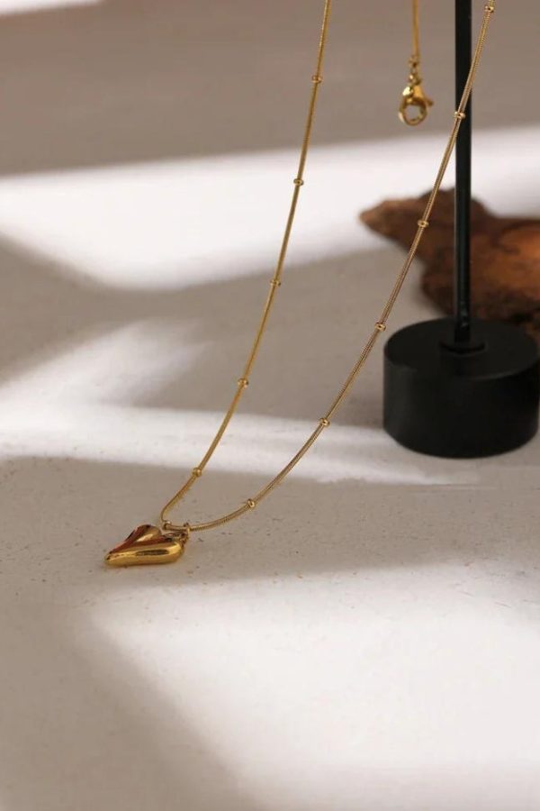 Golden Heart Necklace & Earrings Set