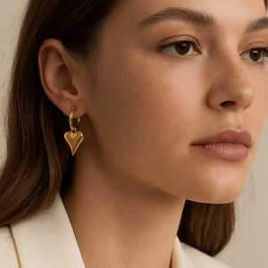 Golden Heart Necklace & Earrings Set