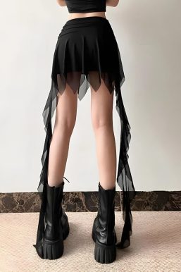 Goth Asymmetrical Mesh Mini Skirt