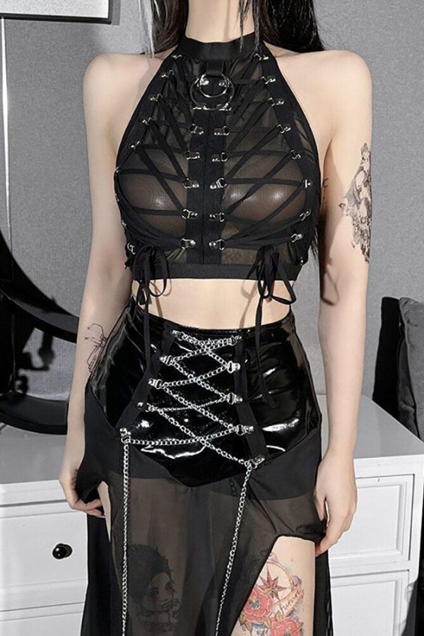 Goth Backless Halter Top