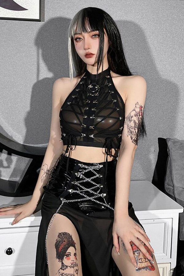 Goth Backless Halter Top