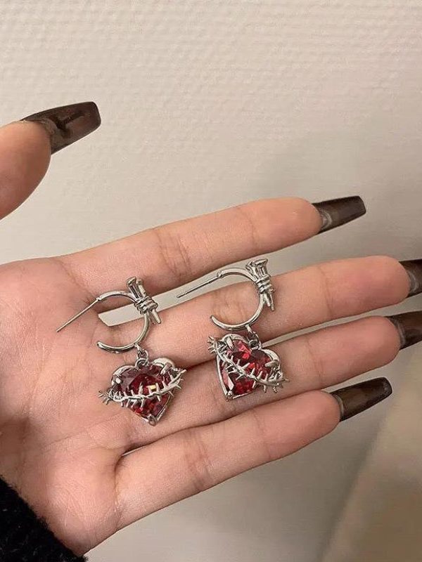 Goth Barbed Heart Earrings
