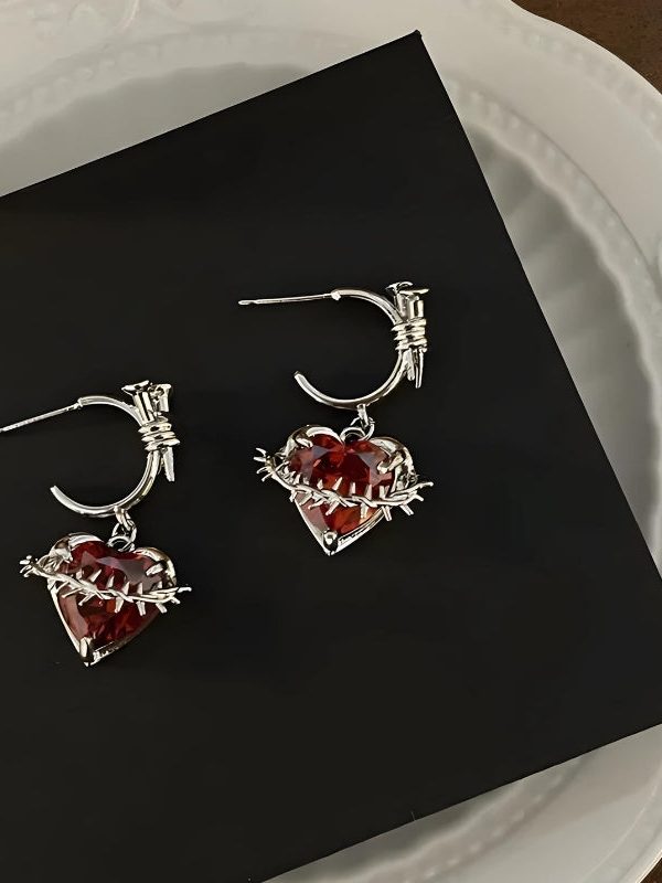 Goth Barbed Heart Earrings