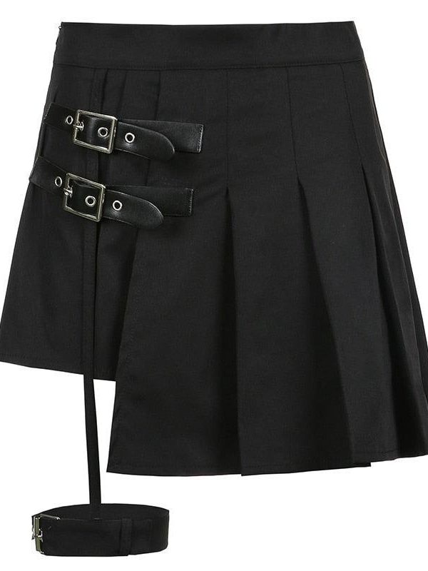 Goth Belt Detail Mini Skirt
