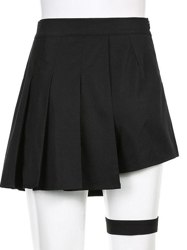 Goth Belt Detail Mini Skirt