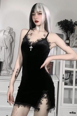 Goth Cross Detail Mini Dress