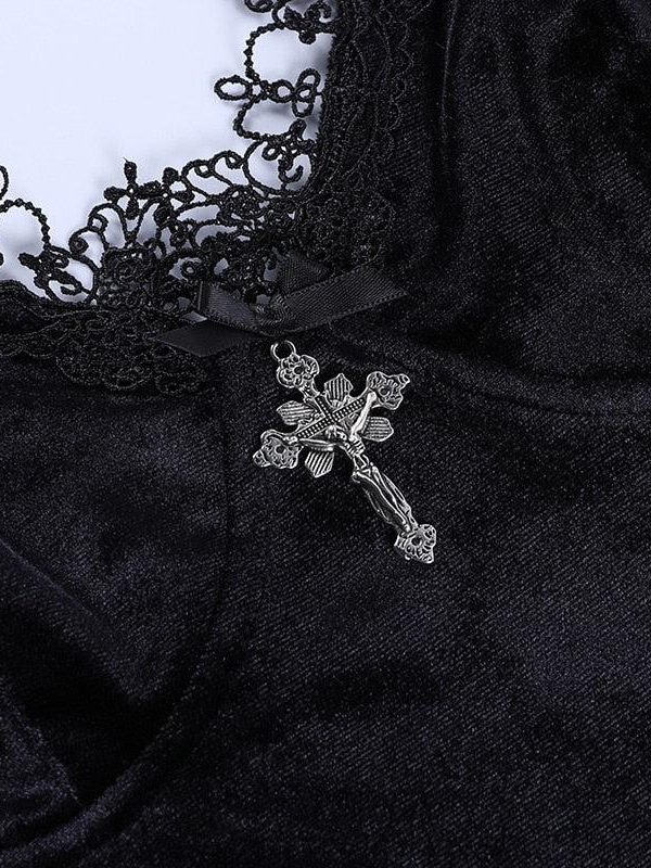 Goth Cross Detail Mini Dress