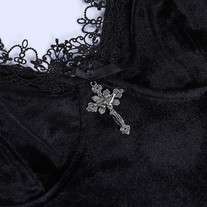 Goth Cross Detail Mini Dress Goth Cross Detail Mini Dress