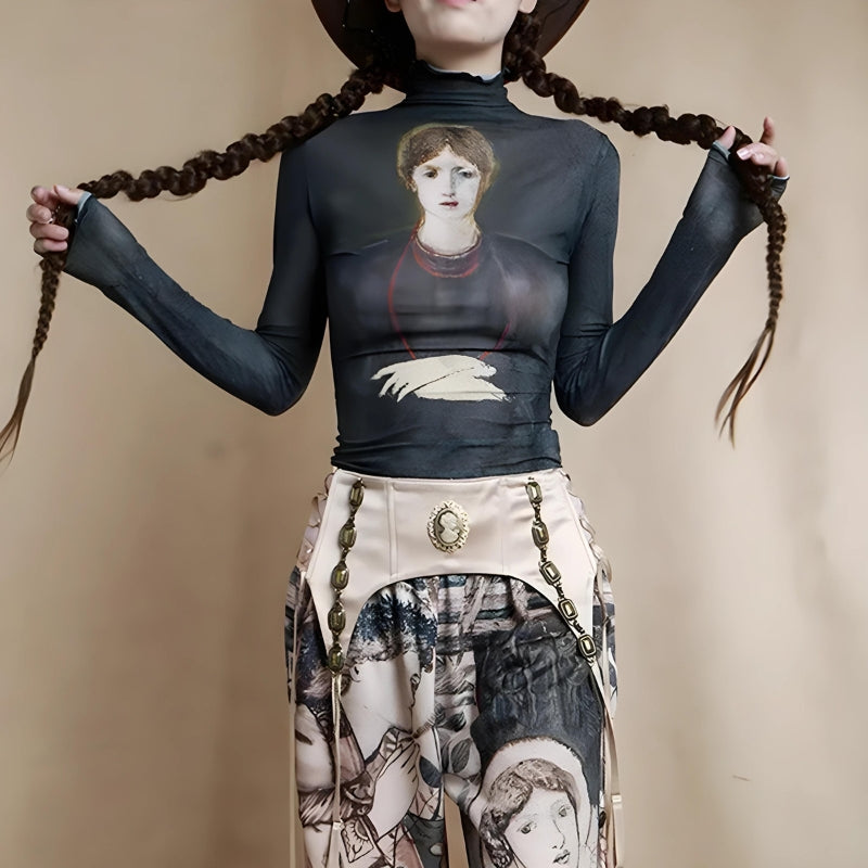 Goth Dark Female Figure Mesh Top Goth Dark Female Figure Mesh Top