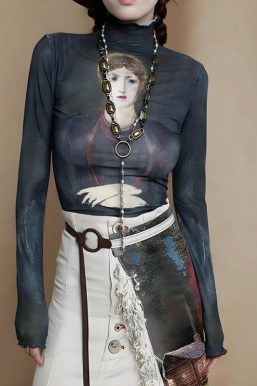 Goth Dark Female Figure Mesh Top